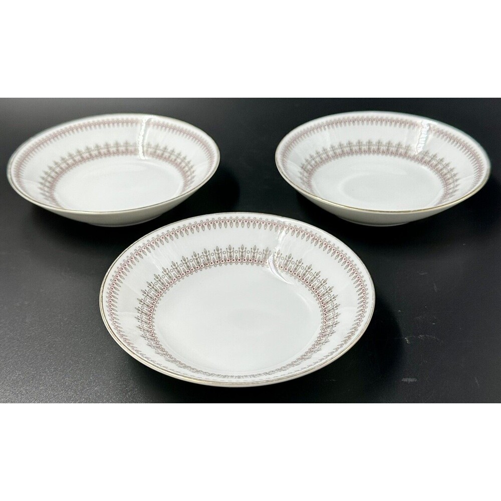 Noritake Nina Pattern Fruit Dessert Bowls with Gold Trim Set of 3 Made in Japan